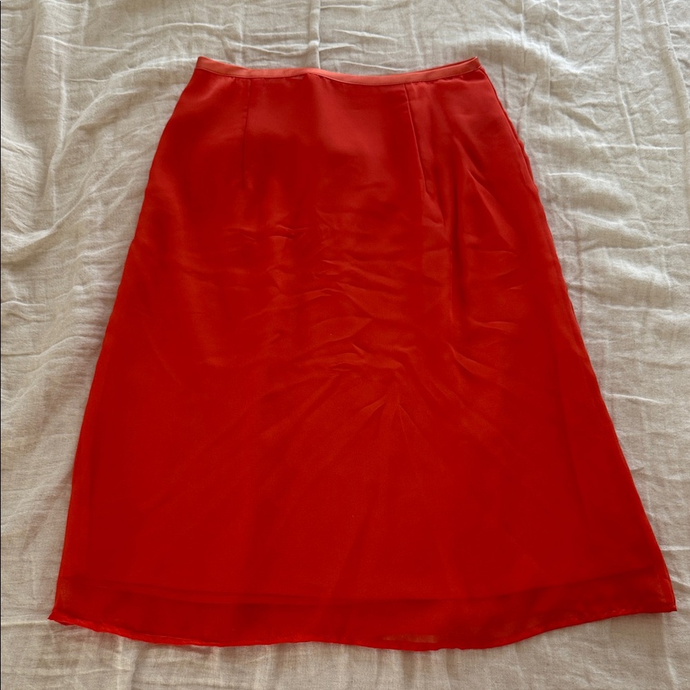 Orange Red Midi Skirt